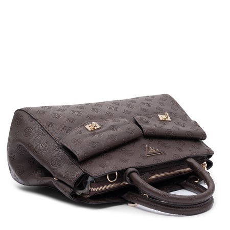 Guess Women's Classic Tote Handbag Embossed Chocolate Brown HWPD2222070-BROWN