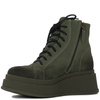 Maciejka Velour Combat Boots on Platform Olive Green 06309-24/00-8