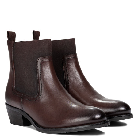 Maciejka Leather Chelsea Ankle Boots Block Heel Brown H7168-02/00-7