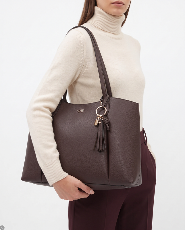 Guess Torebka Tote Melody Czekoladowy Brąz HWBG9735230