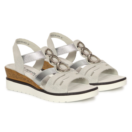 T.Sokolski Women's Leather Sandals Silver