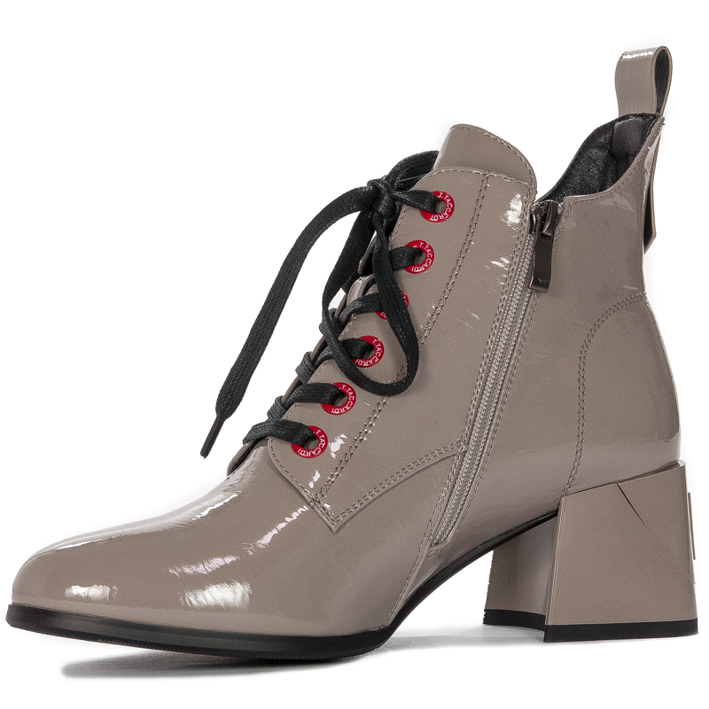 S.Barski Women's boots ankle boots beige lacquered