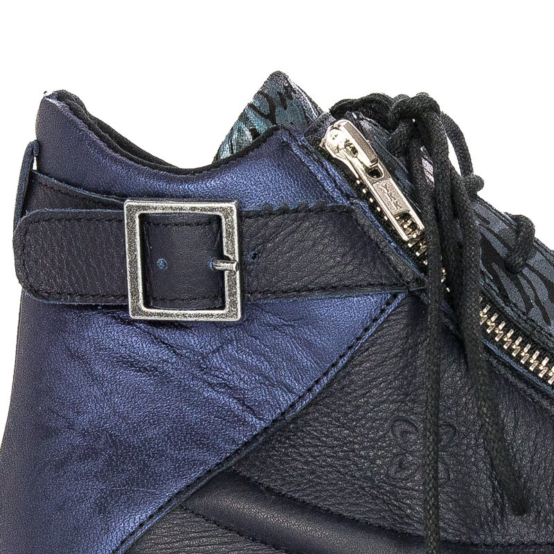 Botki damskie Maciejka skórzane granatowe