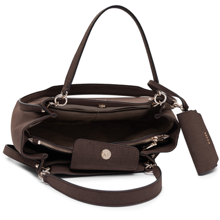 Guess Lorella Women's Classic Shoulder Bag Croco Embossed Brown HWCG2306230-ESP