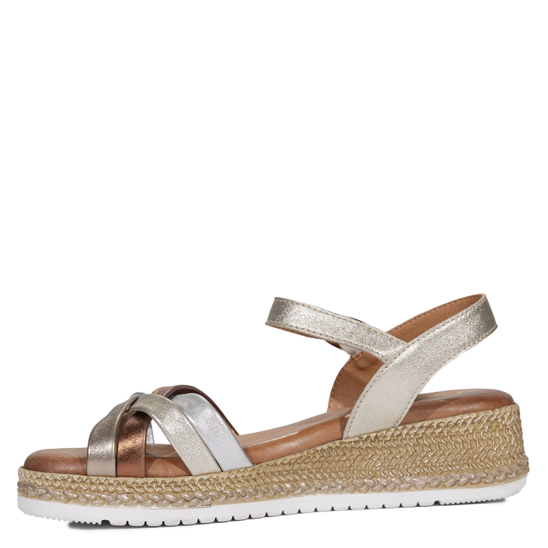 Maciejka Leather Metallic Sandals Wedge Strap Gold-Silver-Copper P7503-25/00-1