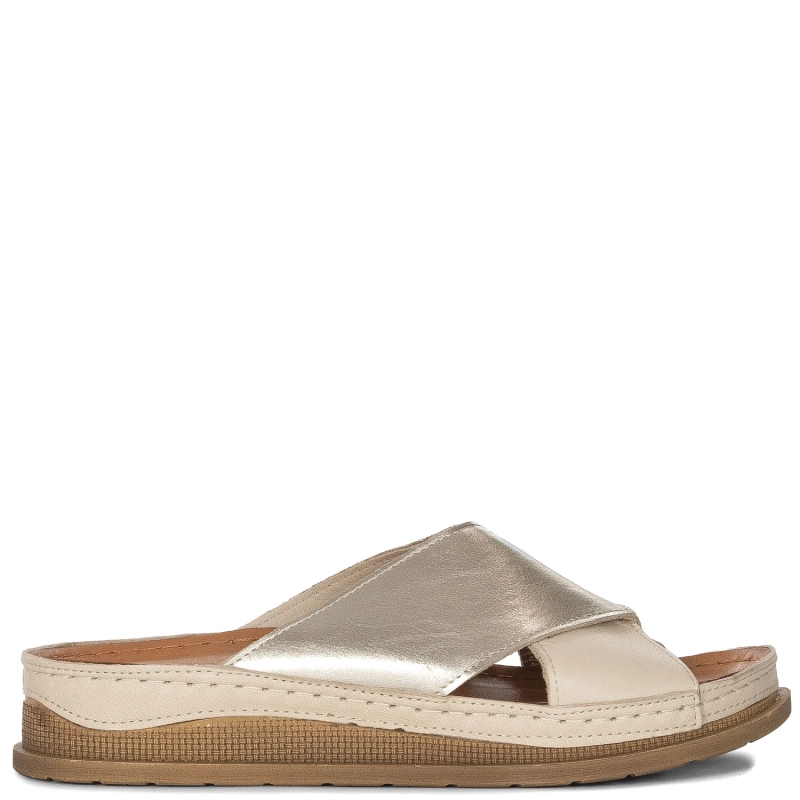 Maciejka Beige + Gold Women's Slides