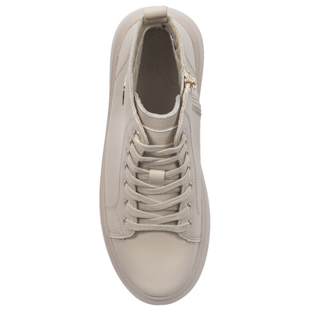 Filippo Leather Platform Ankle Boots With Zipper Beige DBT6338/25 BE