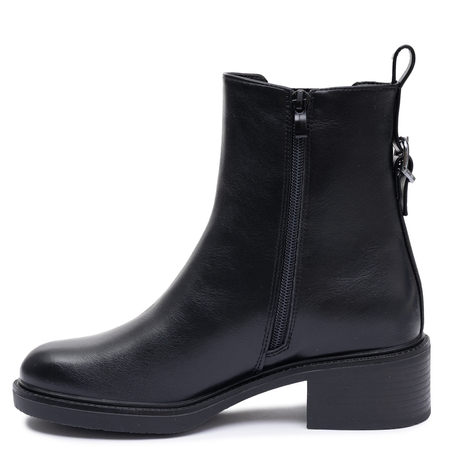 Sergio Leone Classic Insulated Block Heel Ankle Boots Black BT-04