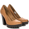 Maciejka Leather Pumps on Block Heel and Platform Brown 02629-29-00-1