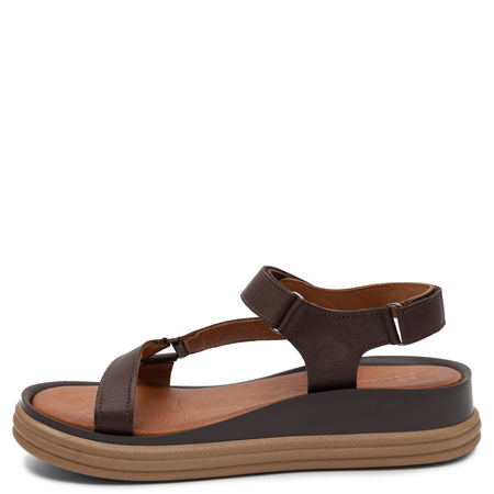 Maciejka Comfortable Leather Wedge Sandals Adjustable Velcro Brown L7634-02/00-1