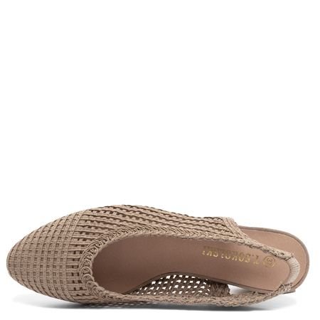 Sokolski Ajouré Slingback Pointed-Toe Flats Beige SR-L26-147-BEIGE