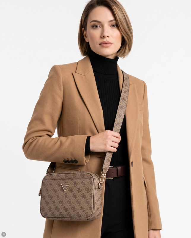 Guess Meridian Crossbody Bag Monogram Beige HWSG6974140-BEIGE