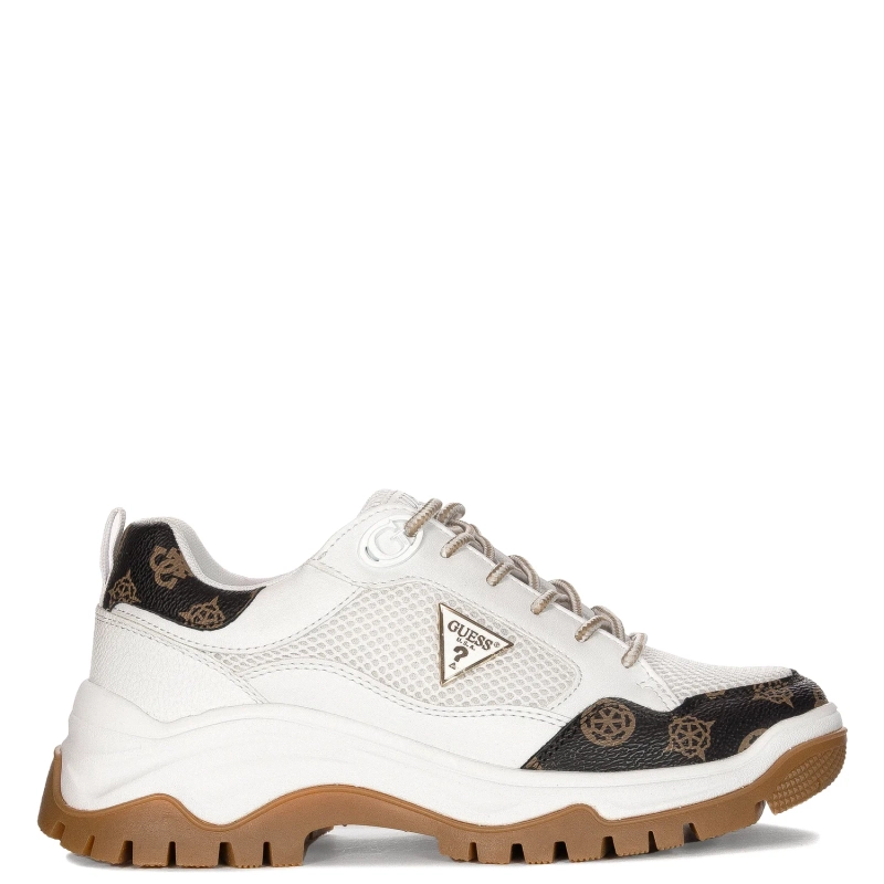 Guess White and Brown Sneakers Women