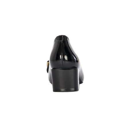 Women's shoes Sergio Leone lacquered with a bow Black PAT PU