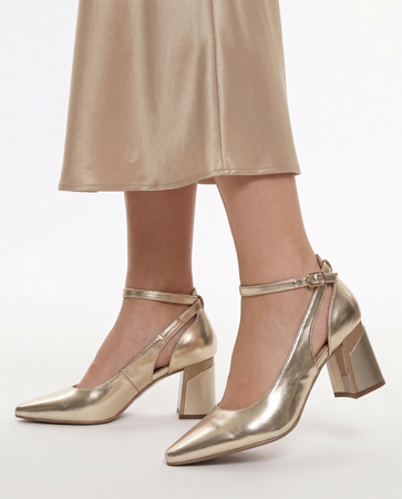 Maciejka Leather Block-Heel Ankle-Strap Pumps Gold K6816-25/00-1
