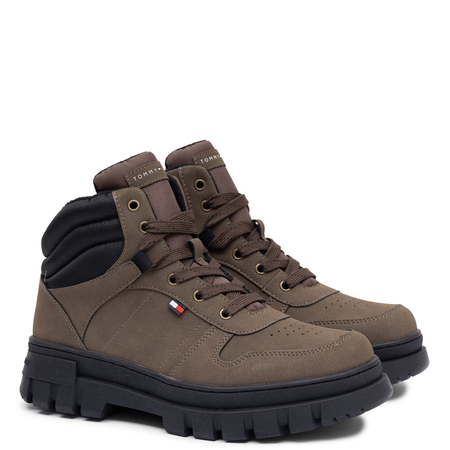 Tommy Hilfiger Insulated Lace-Up Platform Ankle Boots Green T3X5-35292-BK