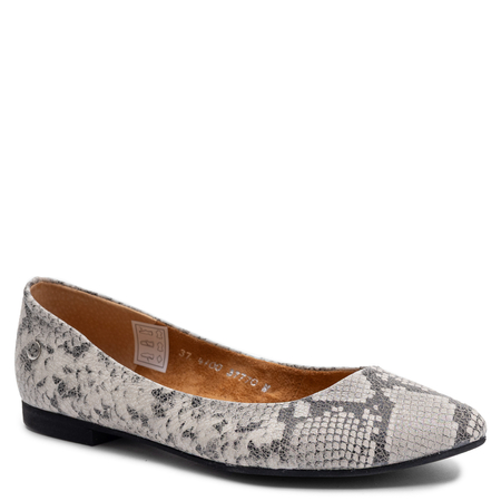 Maciejka Leather Snake Print Ballerinas Grey 4100W-09/00-8
