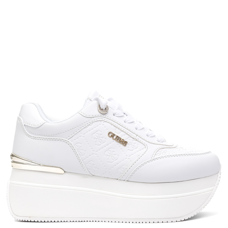Guess Sneakersy Damskie Na Platformie z Tłoczonym Monogramem Białe FLPC10-FAL12-WH
