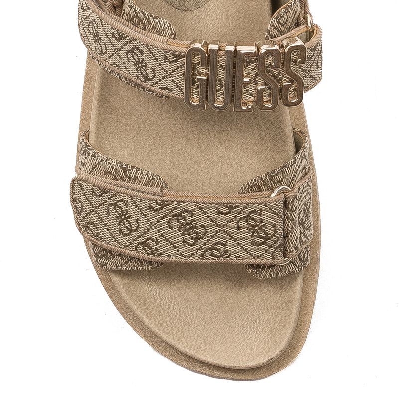 Guess Women’s Logo Sandals on a Platform Beige and Brown FL6FBSFAL03-BEIBR