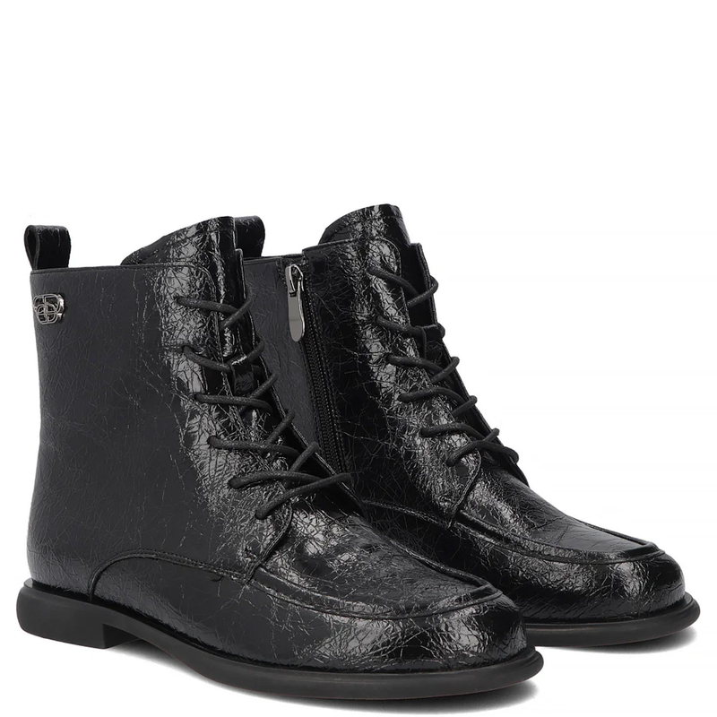 Filippo Patent Leather Lace-Up Ankle Boots Black DBT8142-26-BK