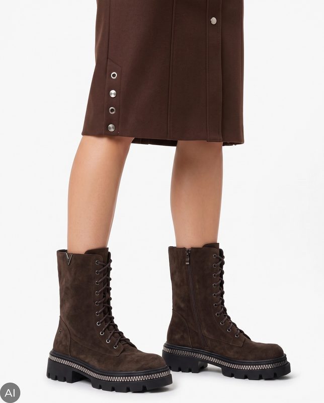 Maciejka Leather Insulated Lace-up Platform Boots Brown K7733-02/00-7
