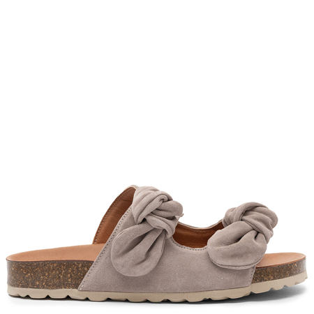 Verbenas Rain Natural Suede Knotted Slides Beige RAIN-VELOUR-PIE