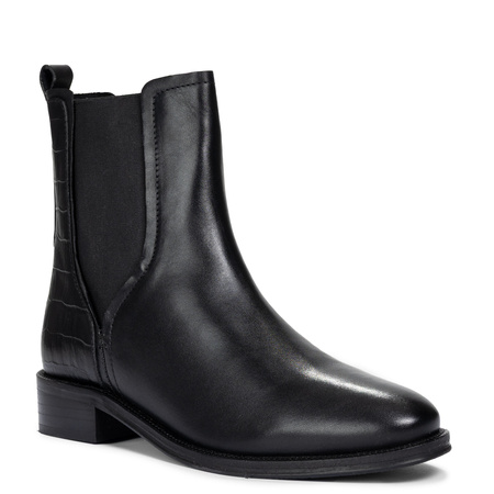 Maciejka Leather Chelsea Ankle Boots Croc-Embossed Heel Black H7173-01/00-7