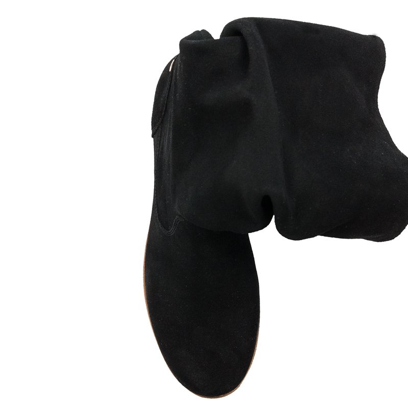 Maciejka Velour Slip-On Knee-High Boots Black 05057-01/00-6