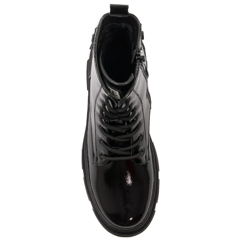 S.Barski Women's warmed lacquered Black Ankle boots
