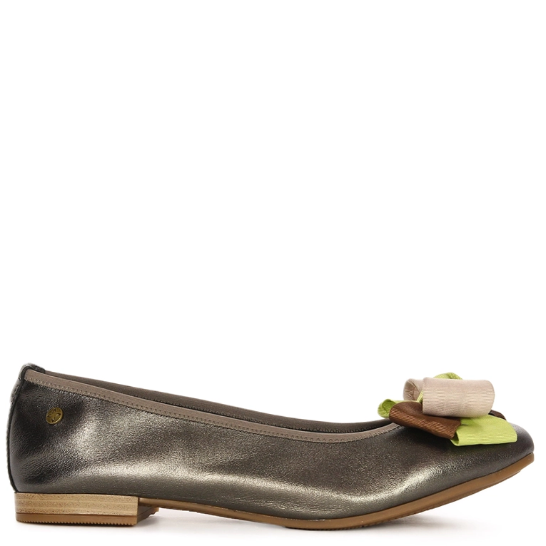 Maciejka Leather Elegant Ballerinas With Bow Green P6801-20/00-0