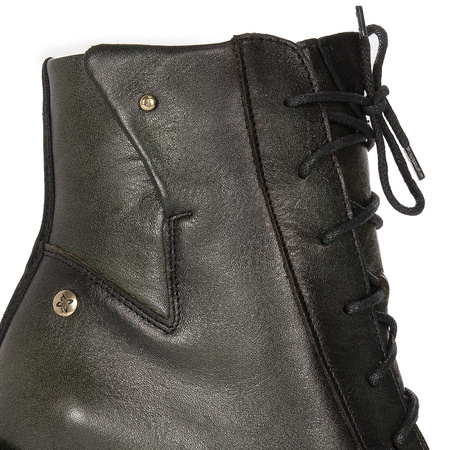 Maciejka Lace-Up Ankle Boots Block Heel Green 05667-09/00-8