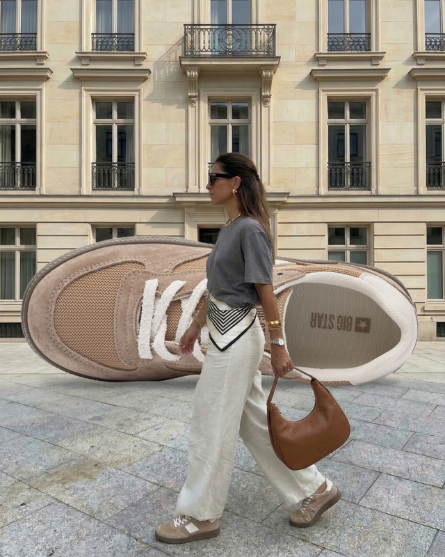 Big Star Zamszowo-Tekstylne Sneakersy na Grubej Podeszwie Beżowe TT274177-BEIGE