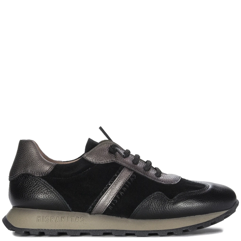 Hispanitas Sneakersy damskie skórzane Cervo Velour Black
