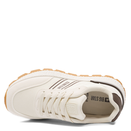 Big Star Platform Sneakers Low-Top Sports Shoes with Contrast Stripes Beige TT274881-BEIGE