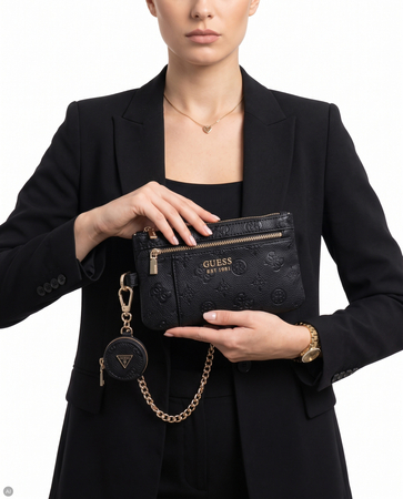 Guess Kasinta Debossed Monogram Pouch Wallet Black TXDP2222060-BLACK