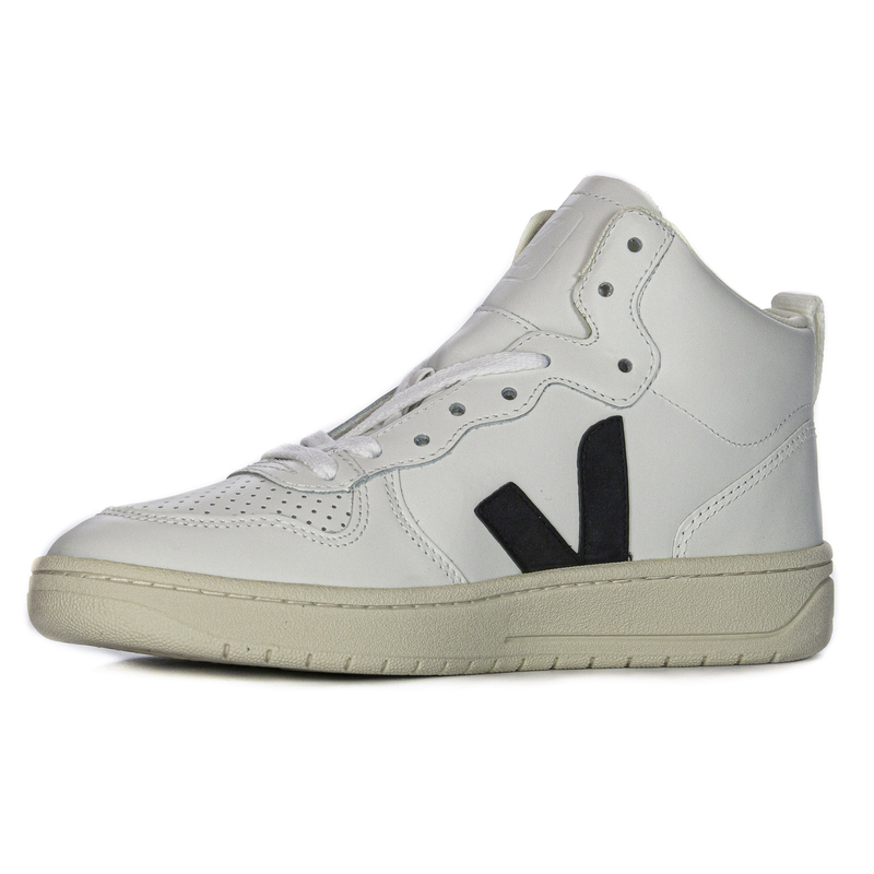 Veja Sneakersy damskie skórzane wysokie White Black białe