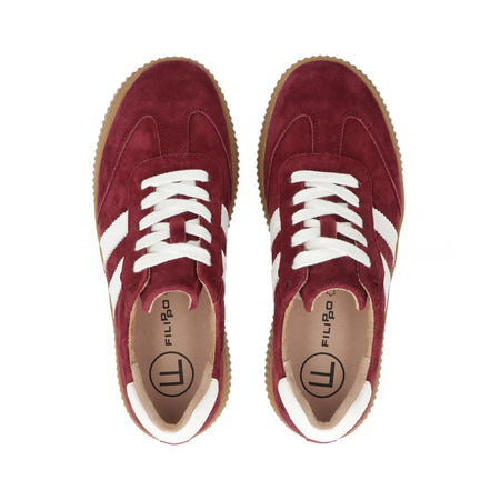 Filippo Sneakersy Damskie Skórzane Na Platformie Bordowe