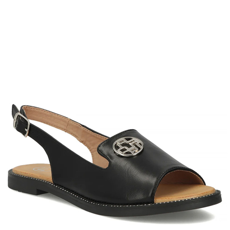 Filippo Leather Sandals With Slingback Strap Black DS3666-26-BK