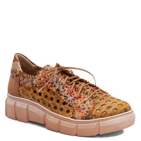 Maciejka Leather Perforated Low Shoes On Platform Orange 05850-32/00-1