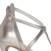 Maciejka Leather T-Bar Sandals Stiletto Heel Buckle Silver 2755J-35/00-1