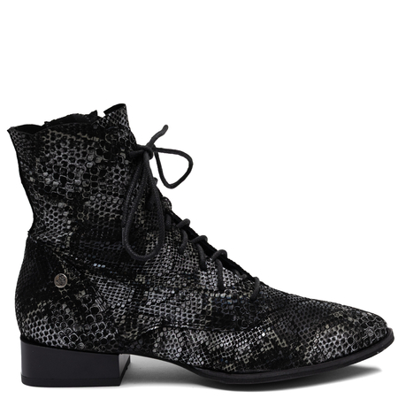 Maciejka Leather Lace-Up Boots Snake Print Black 6391W-01/00-1