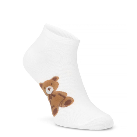 Filippo Women's Bamboo Short Socks Bear Pattern White-Black SD-SO12-LT-BK