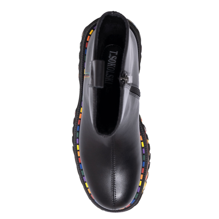 T. Sokolski Platform Ankle Boots Color-Accented Sole Black CH-Z25-84-BLK