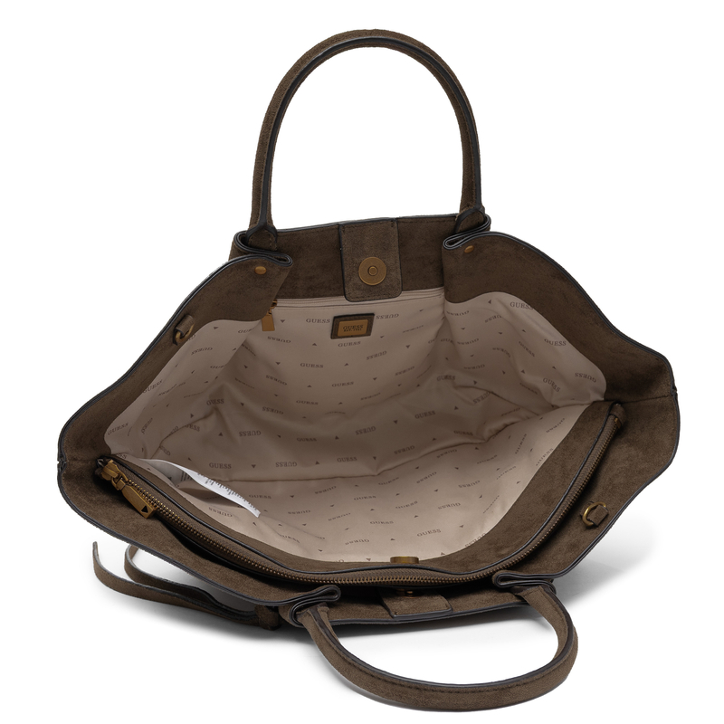 Guess Allegra Girlfriend Satchel Zamszowa Torba Trapezowa Oliwkowa HWSG2237060-OLIVE
