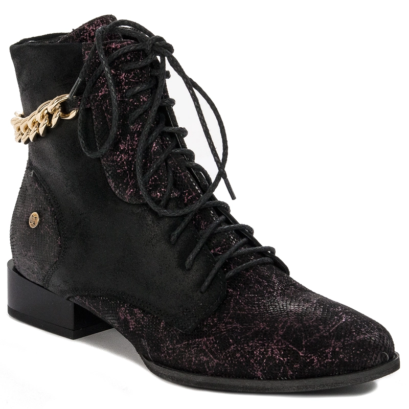 Maciejka 06193-01/00-7 Women's burgundy and black Leather Boots