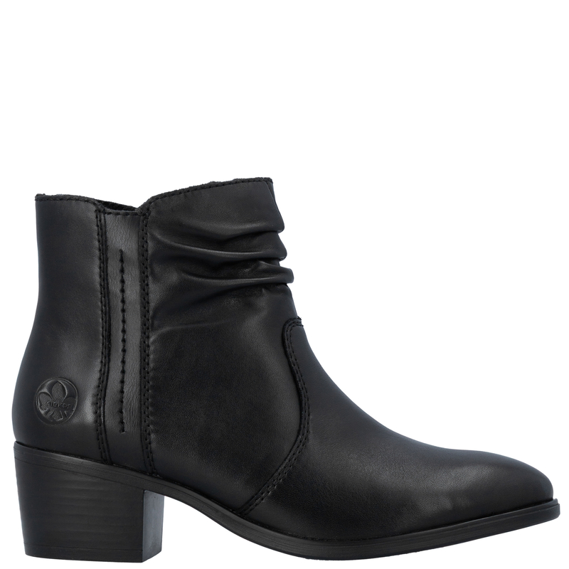Rieker Leather Warm Block Heel Ankle Boots Black 73953-00-BLK