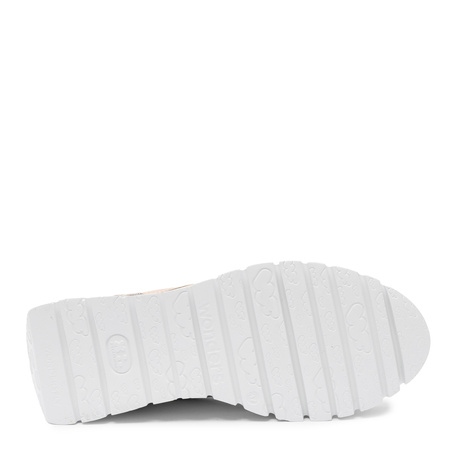 Wonders Skórzane Sneakersy Damskie na Platformie Półbuty Beżowo-Złote A-24100-BEIG-RAME