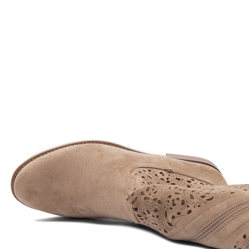 S.Barski Ażurowe Kozaki z Zamkiem Beżowe HY61-8023-BEIGE