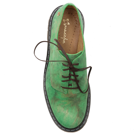 Maciejka 04087-09/00-5 Green+Gold Flat Shoes