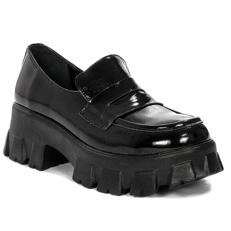 Venezia Women's shoes, loafers, leather lacquer Black
